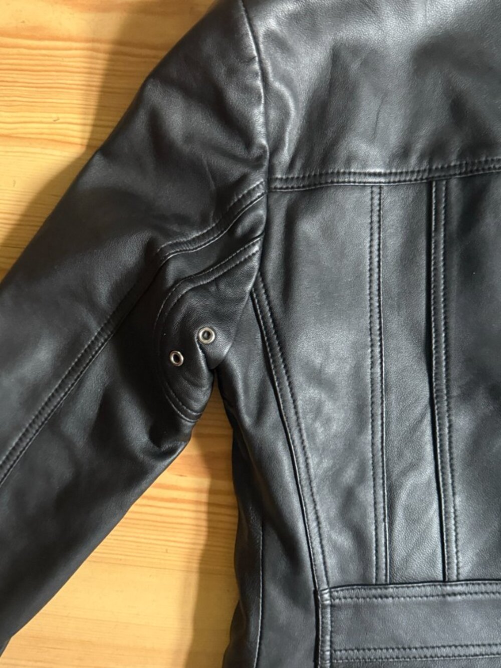 Leather Jacket 100% Lambskin Black Moto Biker Zip Uniquism New York Small - Picture 13 of 15